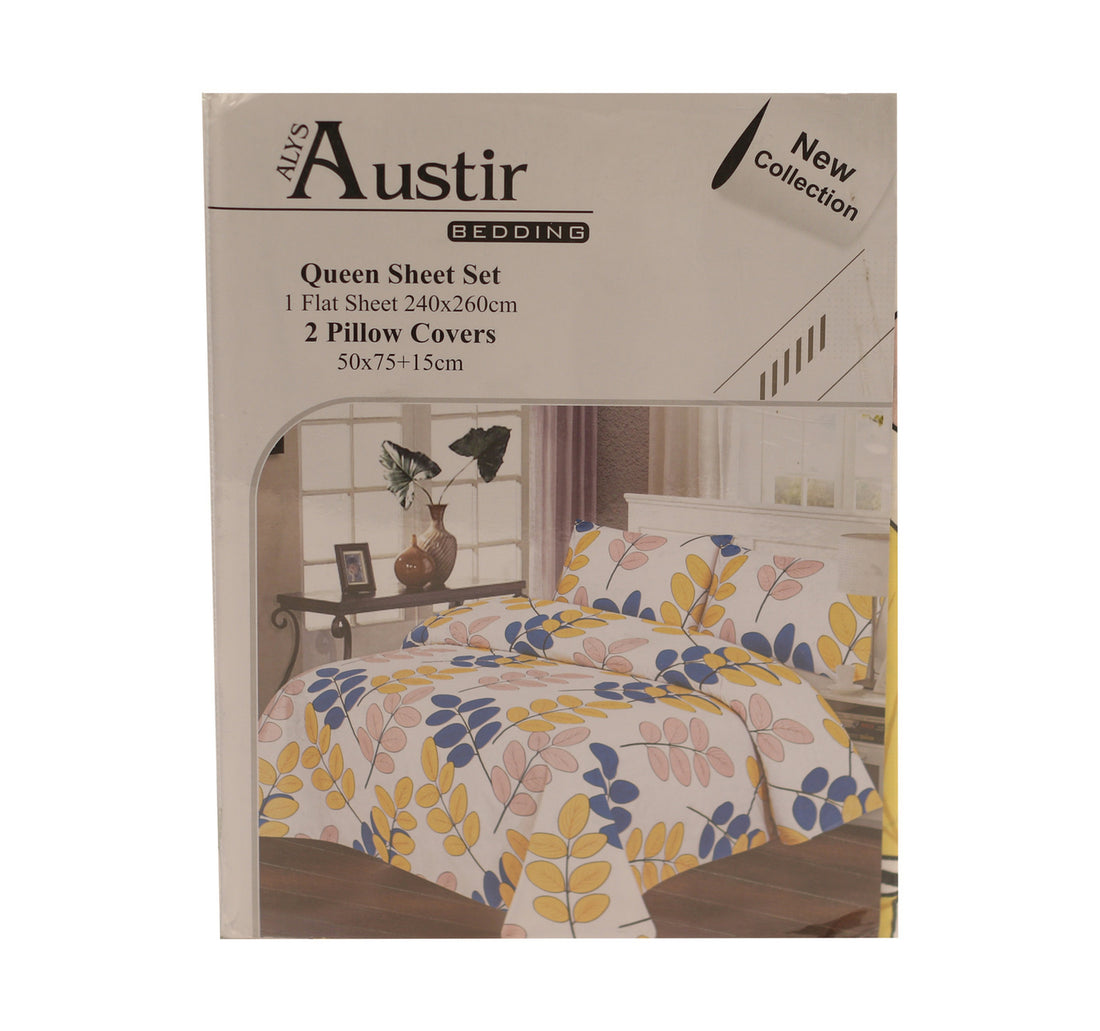 Austir Bed Sheet Queen 3pcs 22-01 Assorted Colours & Designs