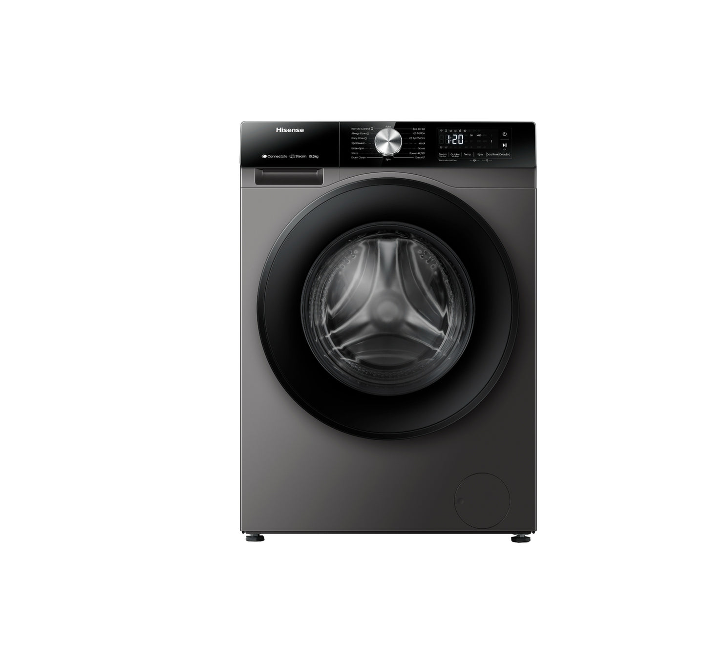 Hisense Front Load Washing Machine, 10 kg, 1400 RPM, Titanium Grey, WF3S1043BT