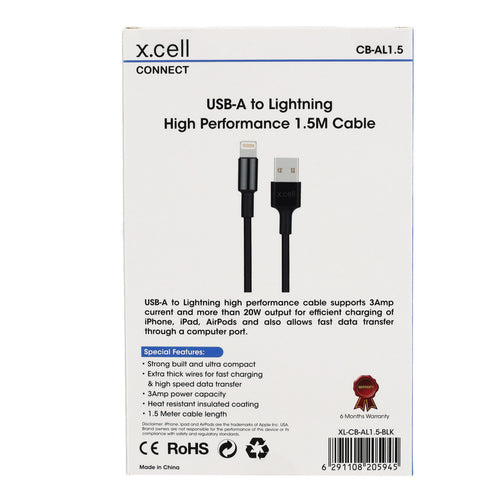 X.Cell USB Lightning Cable CB-AL1.5 Black