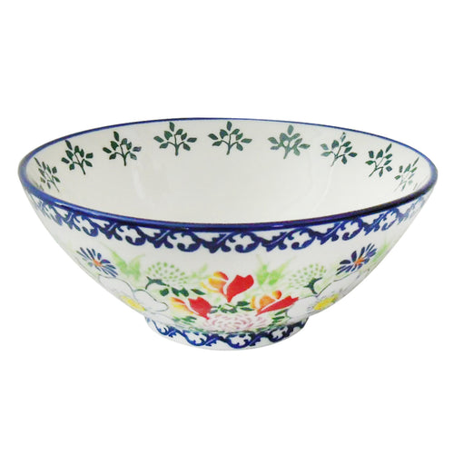 Home Ceramic Flower Design Decorated Bowl, 6.75 inches, SQ2268