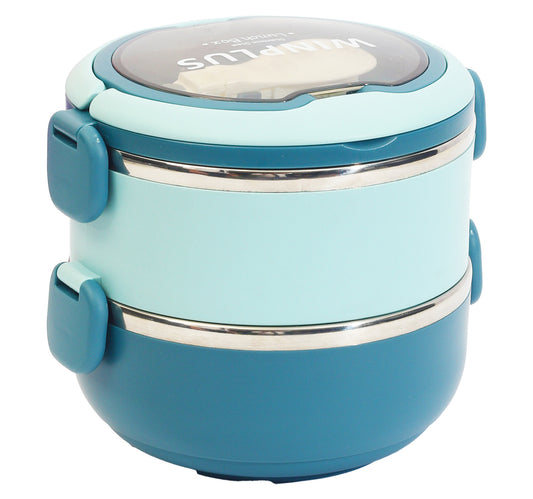 Win Plus Lunch Box Stainless Steel 6732 1.4L 2 Layer Assorted Colours