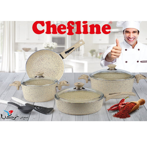 Chefline Granite Cookware Set, 9 pcs, Assorted