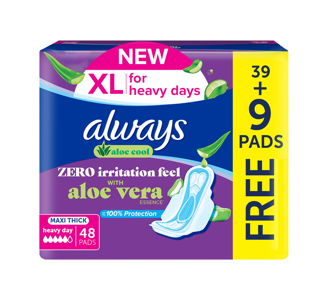 Always Aloe Cool Pads for Heavy Days XL Maxi Thick Sanitary Pads 48 pcs