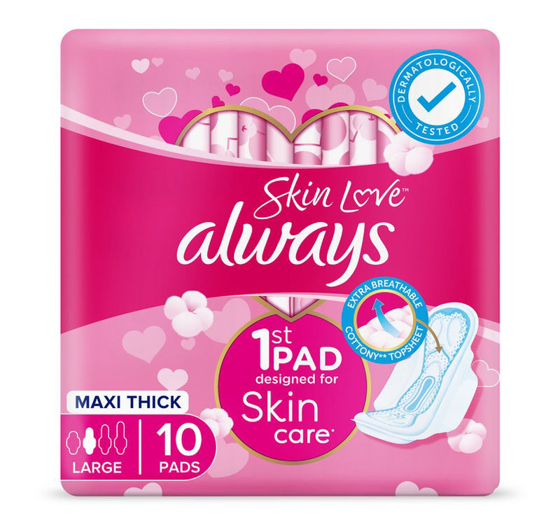 Always Skin Love Maxi Thick Pads Large 10pcs