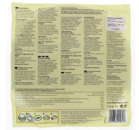 Blue Dragon Spring Roll Wrappers 134 g