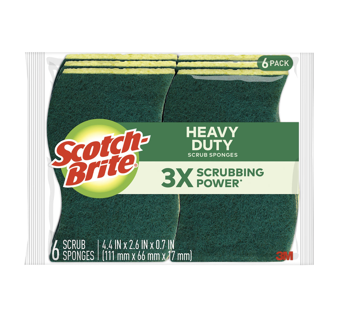 Scotch Brite Heavy Duty Scrub Sponge Size 111mm x 66mm x 17mm 6 pcs