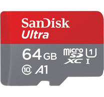 SanDisk Ultra UHS I MicroSD Card, 64 GB, 140MB/s, Gray/Red, SDSQUAB-064G-GN6MN