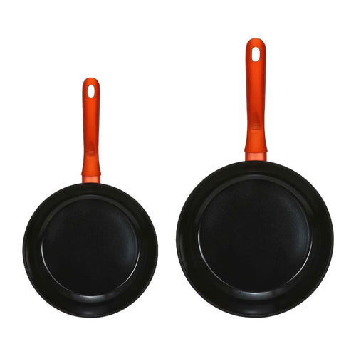 Chefline Induction Base Ceramic Natural Coating Frypan Set, 24 & 28 cm, Black, DZJ2428