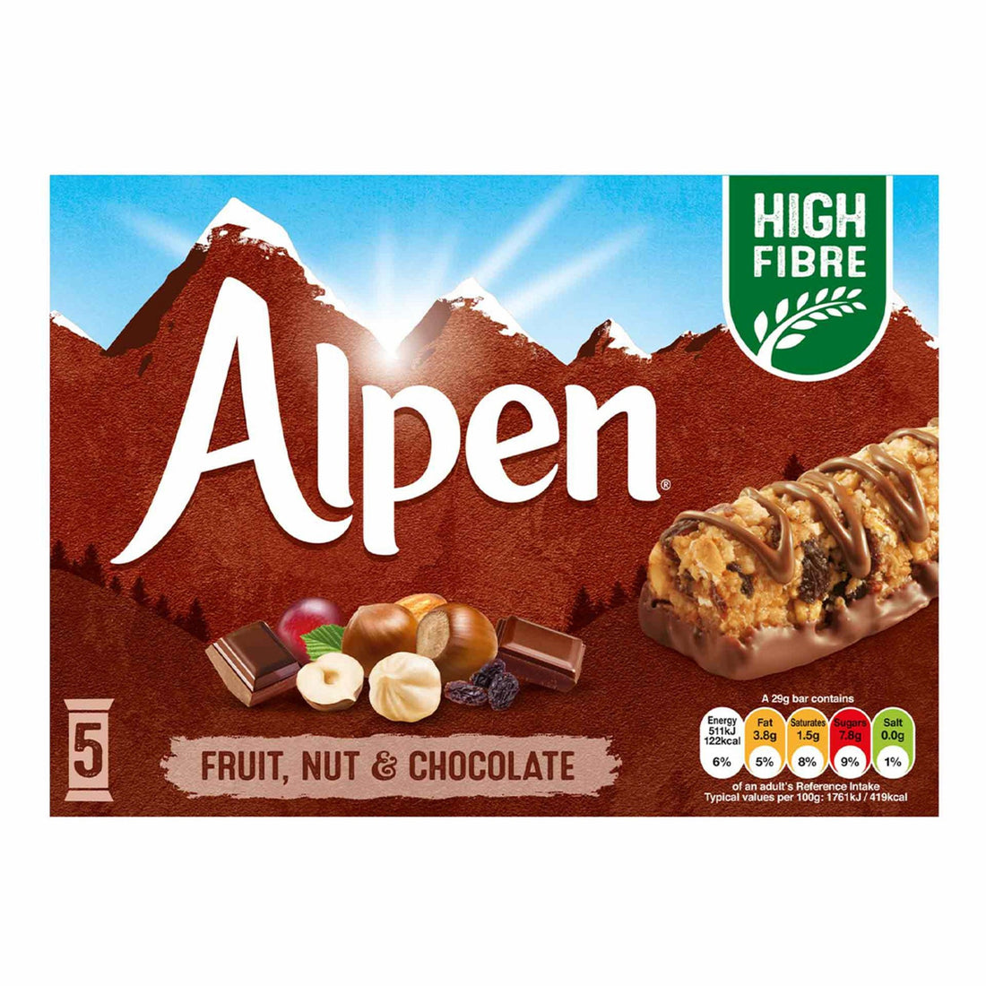 شوكولاتة ألبن بالفواكه والمكسرات مع الحليب 5 × 29 جم