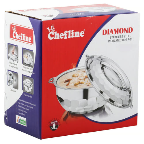 Chefline Stainless Steel Hot Pot, 2500 ml, Diamond