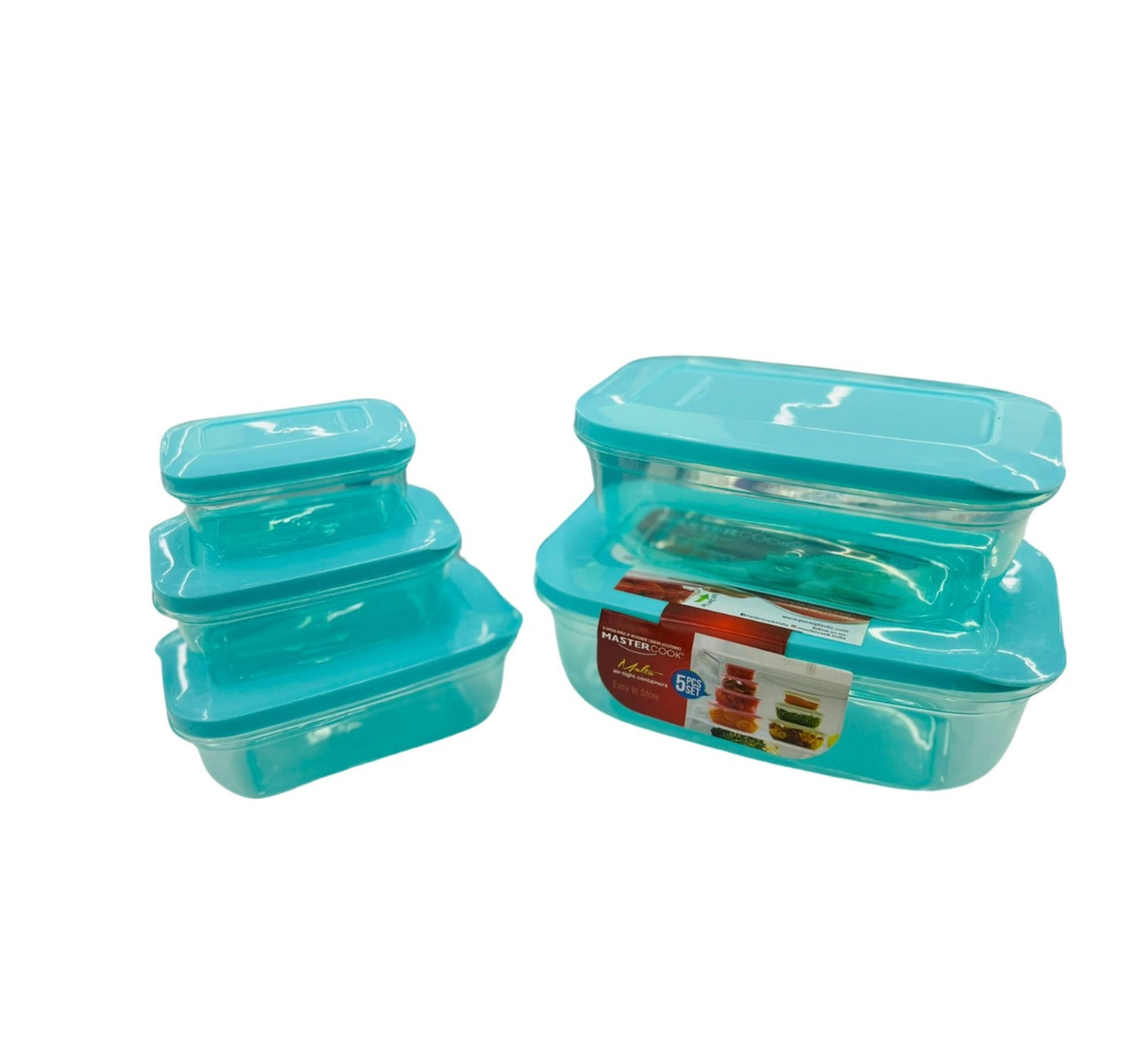Master Cook Malta Rectangle Food Container Set, Small, Assorted, 5 pcs