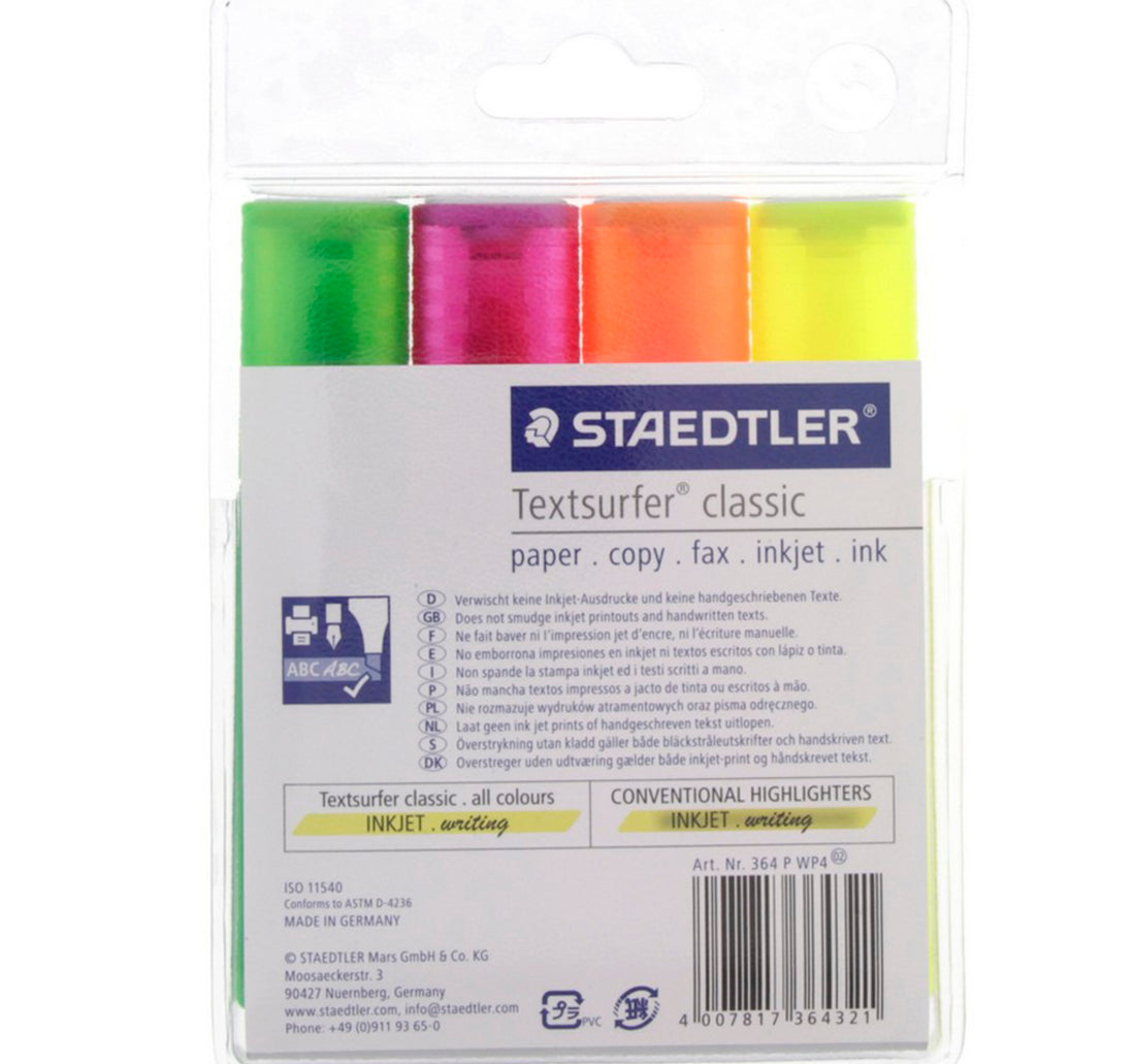 Staedtler Textsurfer Classic Highlighter 364PWP4 4Piece