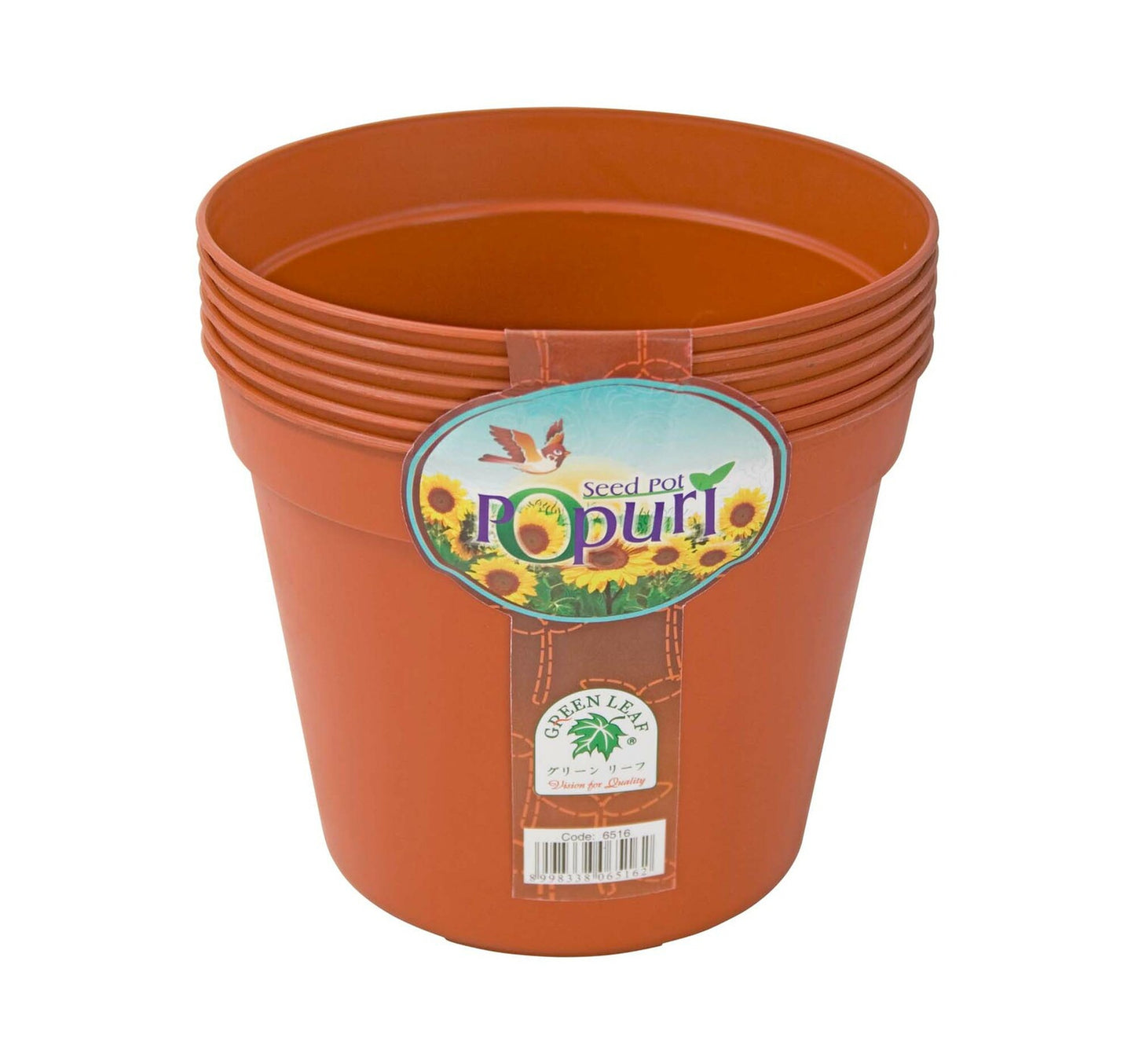 Green Leaf Seed Pot 18cm 6pc 6518 Assorted Colors