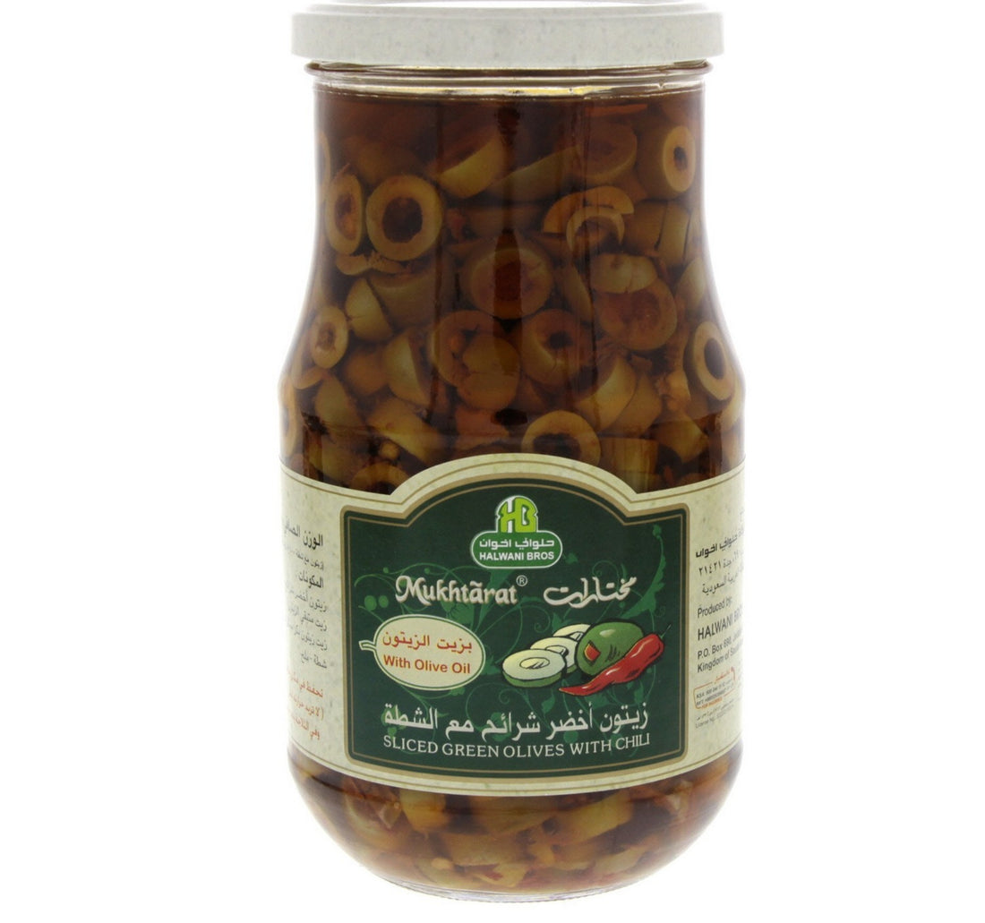 حلواني زيتون أخضر شرائح بالفلفل الحار 650 غرام