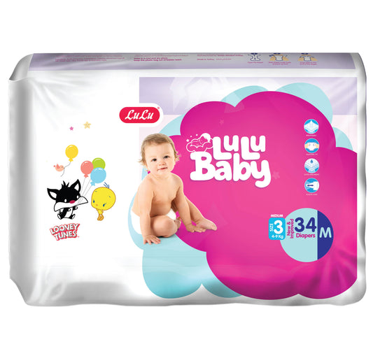 LuLu Baby Diapers Size 3 Medium 4-9 kg Value Pack 34 pcs