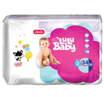 LuLu Baby Diapers Size 3 Medium 4-9 kg Value Pack 34 pcs