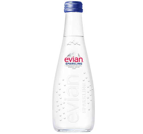 Evian Sparkling Natural Mineral Water Glass Bottle 330 ml