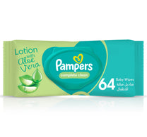 مناديل بامبرز كومبليت كلين للأطفال مع لوشن الصبار 64 قطعة