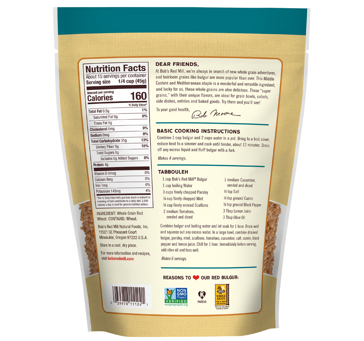 Bob's Red Mill Whole Grain Red Bulgur 680 g