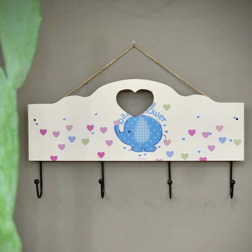 Maple Leaf Multifunction Baby Sign Wooden Wall Hook Hanger With 4 Key Hanging Hooks, 40 x 22.5 x 5cm, 20YX101