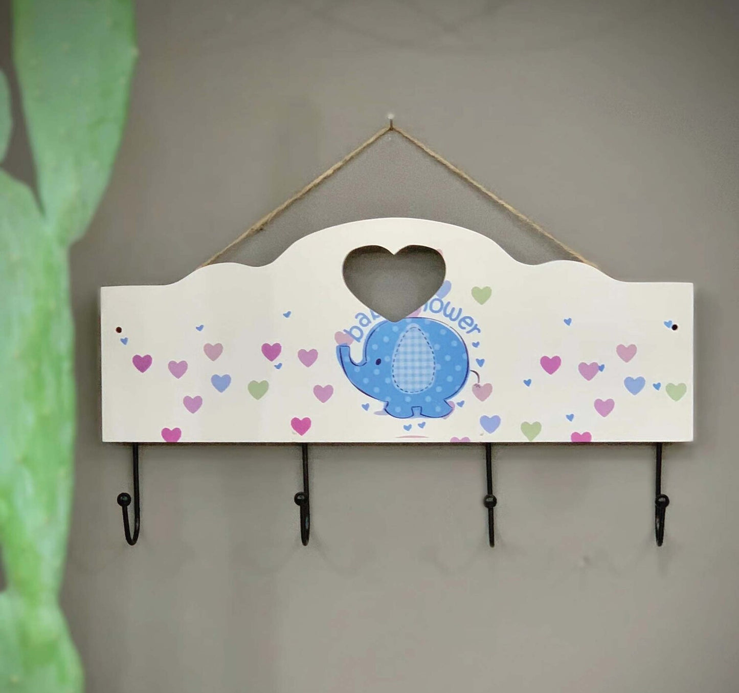 Maple Leaf Multifunction Baby Sign Wooden Wall Hook Hanger With 4 Key Hanging Hooks, 40 x 22.5 x 5cm, 20YX101