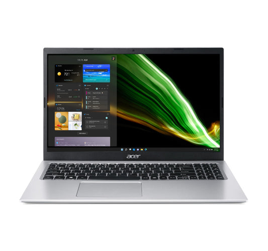 كمبيوتر محمول من أيسر A315-58G-74JV بمعالج إنتل كور i7، شاشة 15.6 بوصة عالية الوضوح، ذاكرة وصول عشوائي (RAM) سعة 8 جيجابايت، قرص صلب سعة 1 تيرابايت + قرص صلب سعة 256 جيجابايت، نظام تشغيل DOS، لون فضي نقي