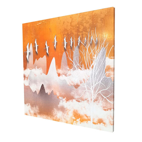 Maple Leaf Canvas Wall Picture With Wooden Frame 56x56cm