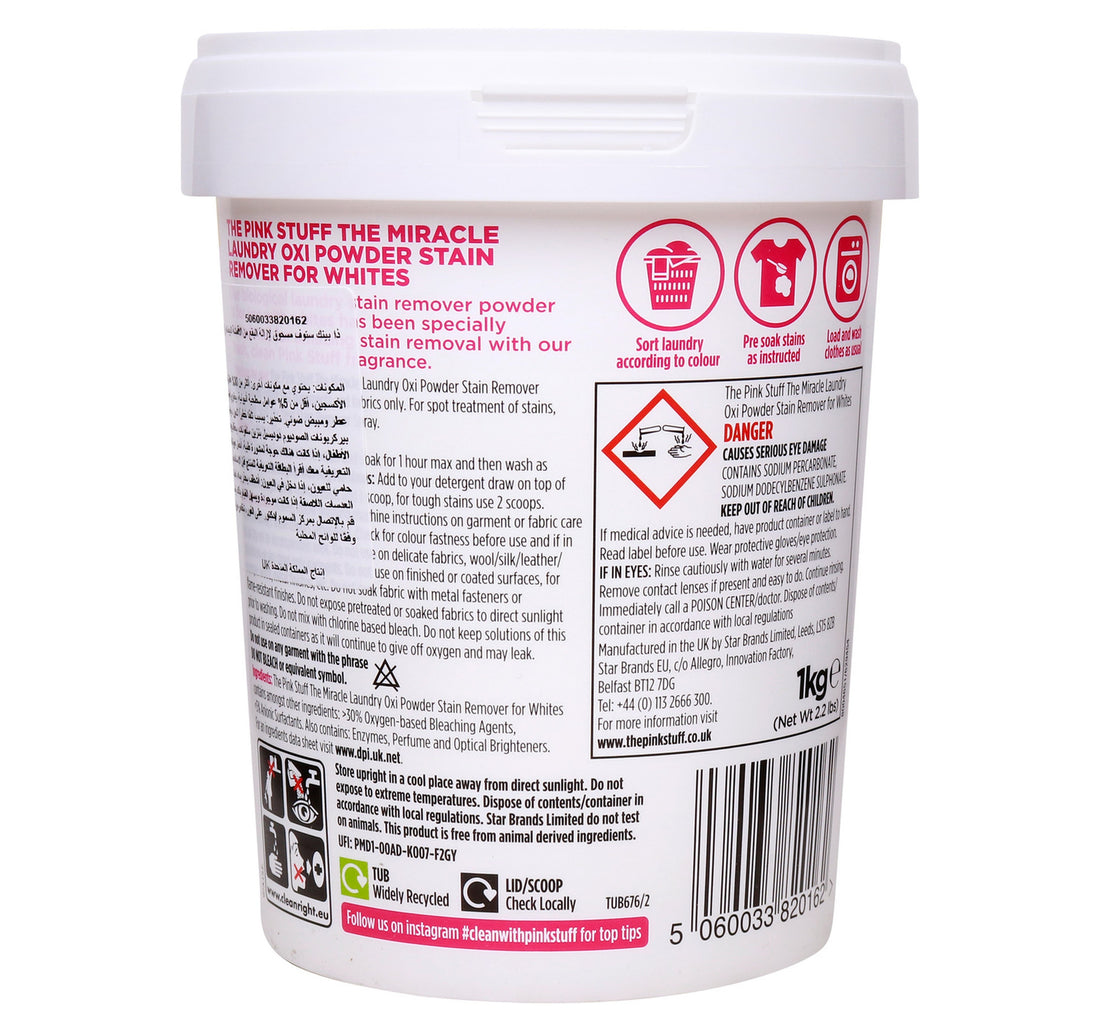 Star Drops Pink Stuff Whites Miracle Laundry Oxi Powder Stain Remover 1 kg