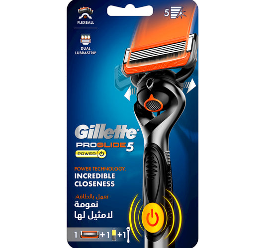 ماكينة حلاقة جيليت فيوجن بروغلايد 5 باور فليكس بول للرجال، قطعة واحدة