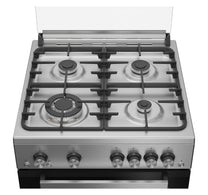 Beko 4 Burner Freestanding Gas Cooking Range, 60x60cm, Stainless Steel, FSHT61121DXL