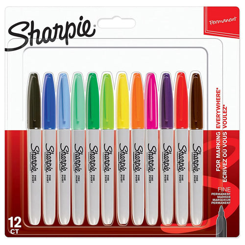 Sharpie Fine Permanent Marker 12 Colour Assorted