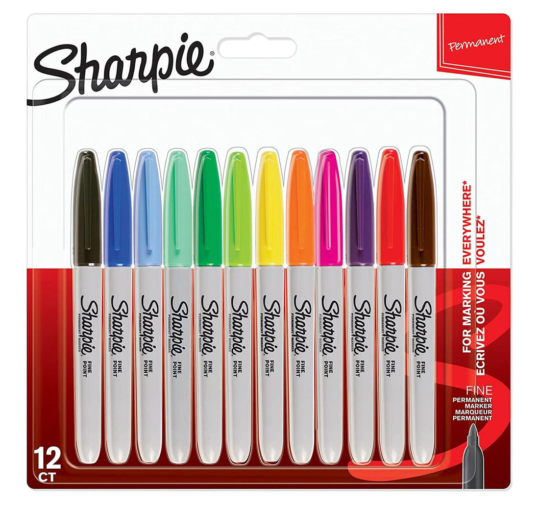 Sharpie Fine Permanent Marker 12 Colour Assorted