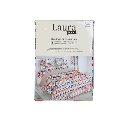 Laura Home Bed Sheet Single 2pc Set 150x230cm Assorted Colors