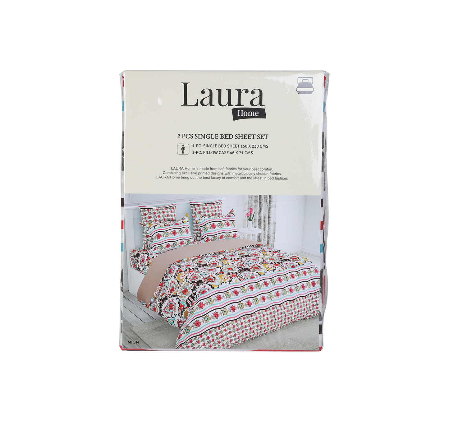 Laura Home Bed Sheet Single 2pc Set 150x230cm Assorted Colors