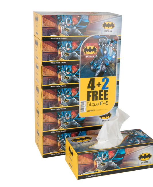 Batman White Facial Tissue Yellow 2ply 150 Sheets 4+2