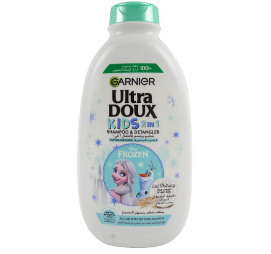 شامبو غارنييه ألترا دو ديزني فروزن للأطفال 2 في 1 بكريمة الأرز وحليب الشوفان وفك تشابك الشعر 400 مل