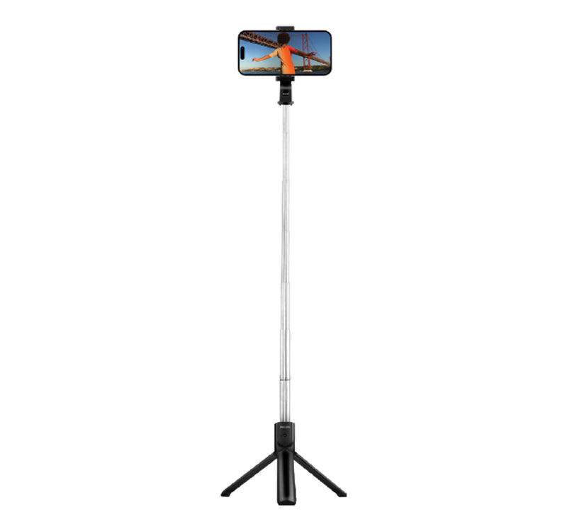Philips Stainless Steel Bluetooth Selfie Stick with Remote, Black, DLK3622NB