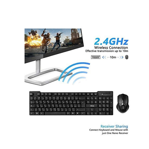 Trands 2.4G Wireless Keyboard and Mouse Combo Chocolate key Ergonomic design KB110