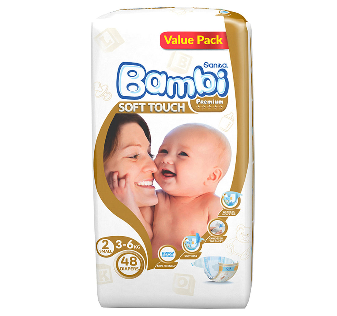 Sanita Bambi Baby Diaper Value Pack Size 2 Small 3-6 kg 48 pcs