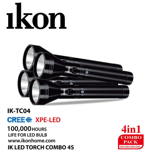 Ikon LED Rechargeable Torch Light Combo 4pc IK-TC04