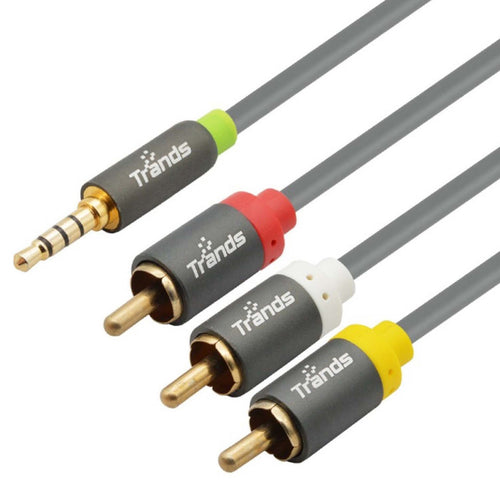 كابل صوت وفيديو Trands 3.5 مم إلى 3 RCA بطول 1 متر CA4418