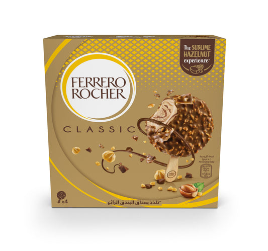 Ferrero Rocher Classic Ice Cream Crunchy Chocolate & Hazelnut Coating 4 x 50 g