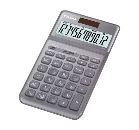 Casio Compact Desk Type 12 Digit Calculator, Grey, JW-200SC-GY