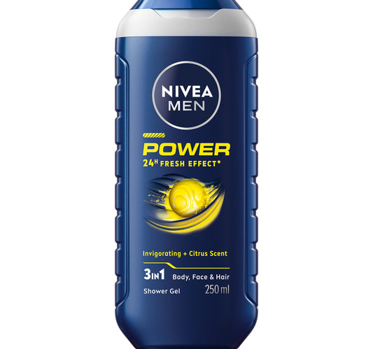 Nivea Men Power Fresh Shower Gel 3in1 Body Wash with Menthol & Mint Scent 250 ml