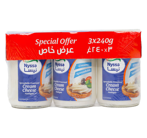 Nyssa Spreadable Processed Cream Cheese 3 x 240 g