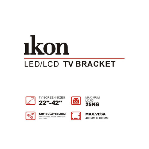 Ikon Swivel LCD/LED TV Bracket, 22 to 42 inches, Black, IKTS814