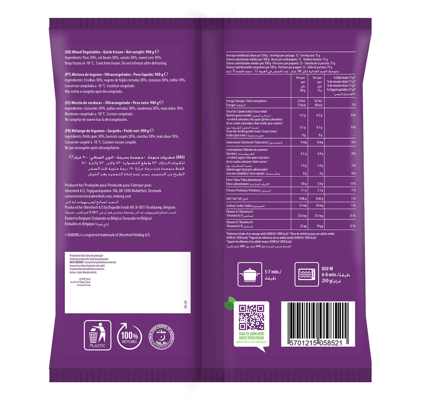 Emborg Mixed Vegetables 900 g