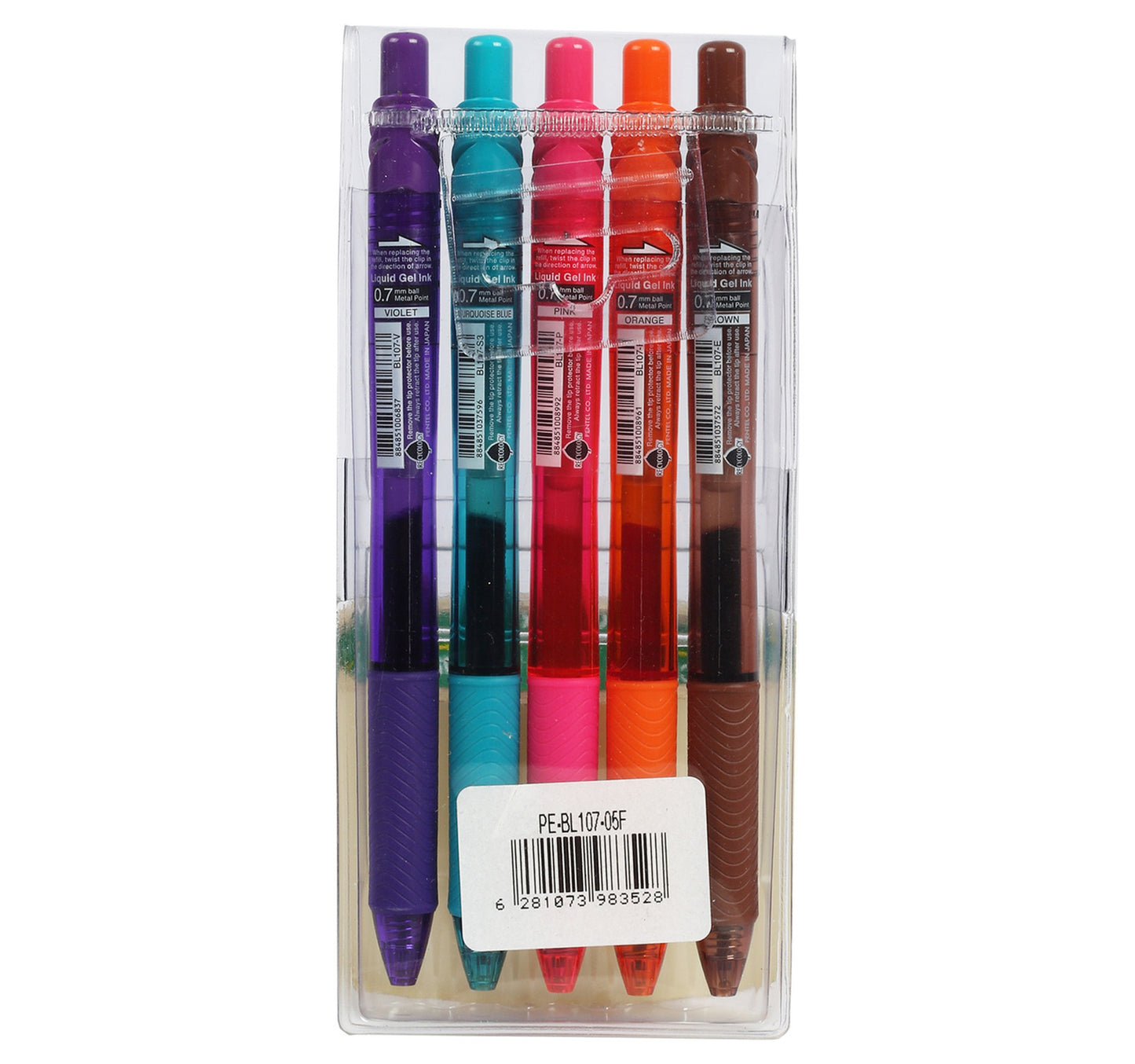 Pental Energel Liquid Gel Pen 0.7mm 5pcs