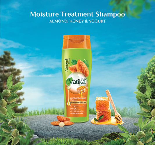 Vatika Naturals Moisture Treatment Shampoo Enriched with Almond & Honey For Dry & Frizzy Hair With Nourishing Vatika Oils 2 x 400 ml