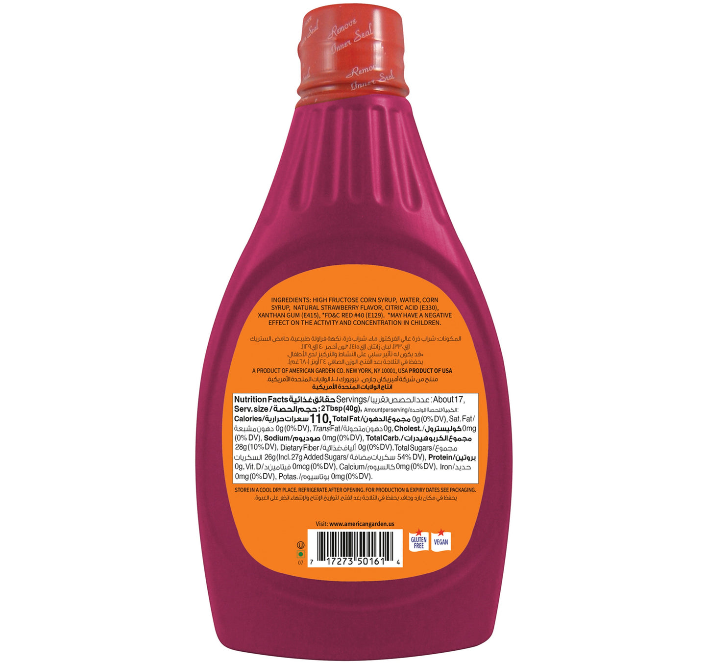American Garden Strawberry Syrup 680 g